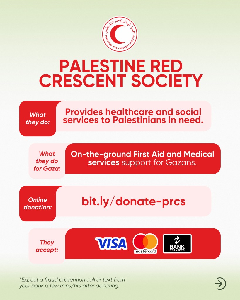 An infographic on Palestine Red Crescent Society.